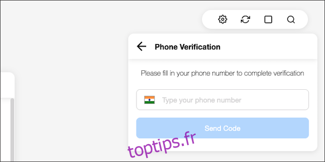 Tapez votre numéro de téléphone connecté à WhatsApp.