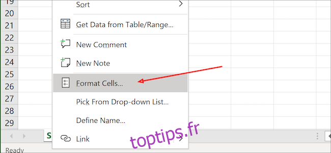 Cellules au format Excel
