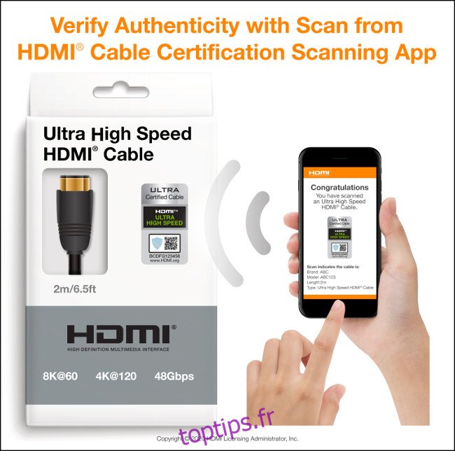 Application de numérisation de certification de câble HDMI pour iOS et Android