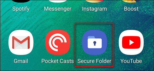 Écran d'accueil Samsung Secure Folder