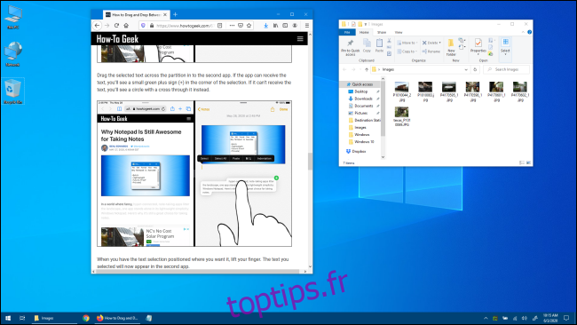 Bureau Windows 10 avec Windows d'application