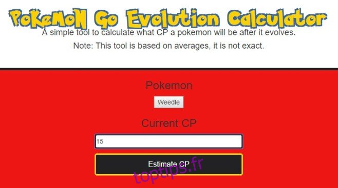 calculatrice d'évolution Pokemon