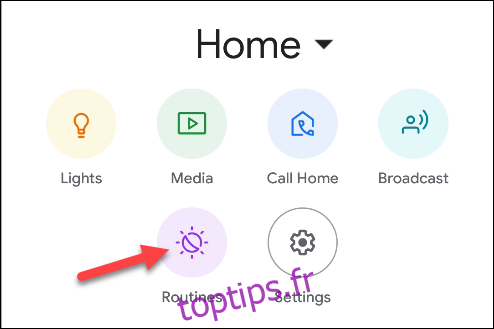 routines de l'application google home