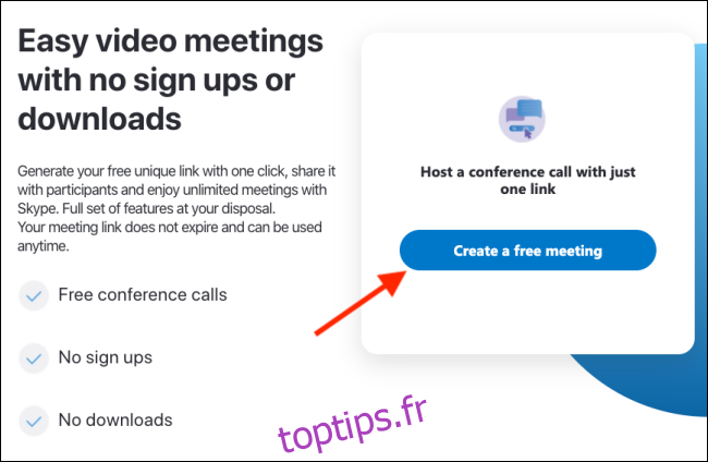 Créer une réunion dans Skype en ligne