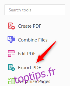 Option d'exportation PDF