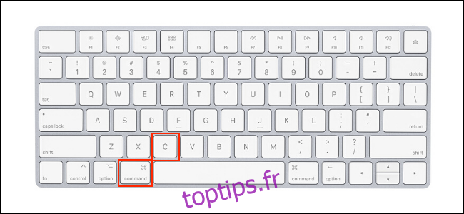 Comment copier sur Mac à l'aide du raccourci clavier