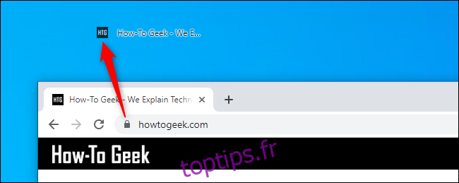 Création d'un lien de raccourci sur le bureau vers une page Web avec Google Chrome sous Windows 10