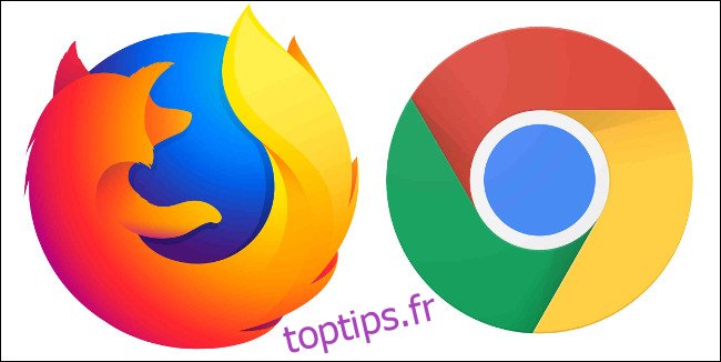 Logos de navigateur Mozilla Firefox et Google Chrome