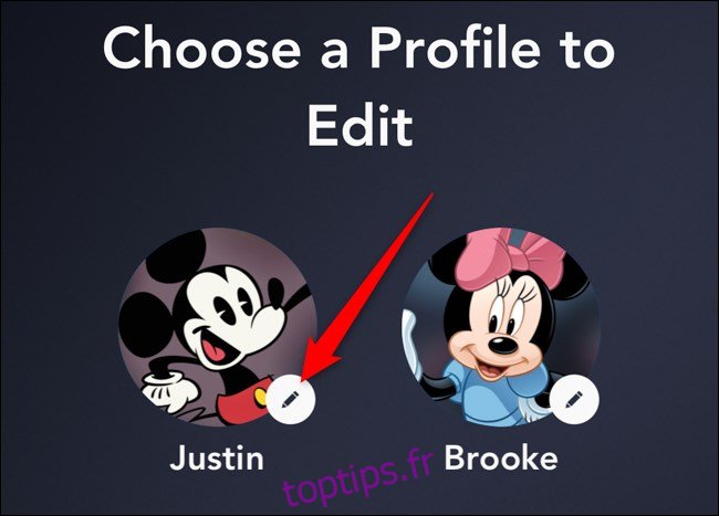 Disney + App Sélectionnez un profil