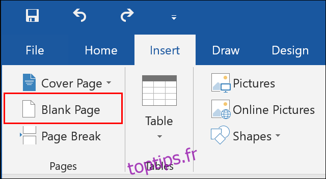 Cliquez sur Insertion> Page vierge dans Microsoft Word pour insérer une nouvelle page vierge dans votre document « width = » 640 ″ height = « 352 ″ onload = » pagespeed.lazyLoadImages.loadIfVisibleAndMaybeBeacon (this);  » onerror = ”this.onerror = null; pagespeed.lazyLoadImages.loadIfVisibleAndMaybeBeacon (this);”> </p><p> Si vous cherchez à diviser un document existant, vous pouvez insérer un saut de page à la place. Cela poussera tout contenu sous le saut sur une nouvelle page. </p><div style=