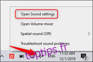 ouvrir les paramètres audio dans Windows