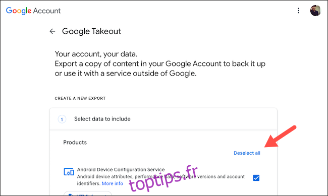 Visitez Google Takeout