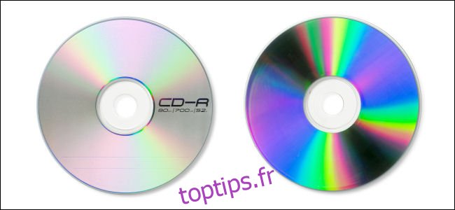 L'avant et l'arrière d'un CD-R.