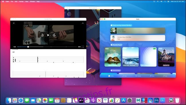 Diverses applications iPhone et iPad fonctionnant sur un Mac avec Apple Silicon.
