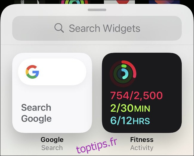 Ajouter un widget d'activité à l'iPhone