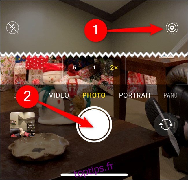 Apple iPhone Activez Live Photo, puis appuyez sur le bouton de l'obturateur