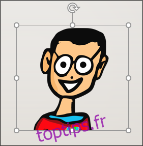 Une image sélectionnée d'un homme de bande dessinée dans PowerPoint.
