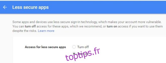 Applications moins sécurisées - Gmail