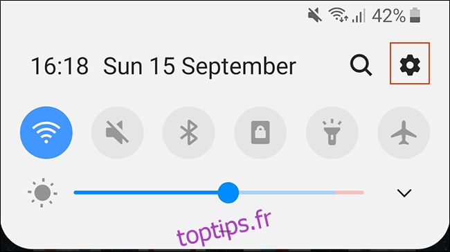 Accédez à vos paramètres Android à partir de votre ombre de notifications