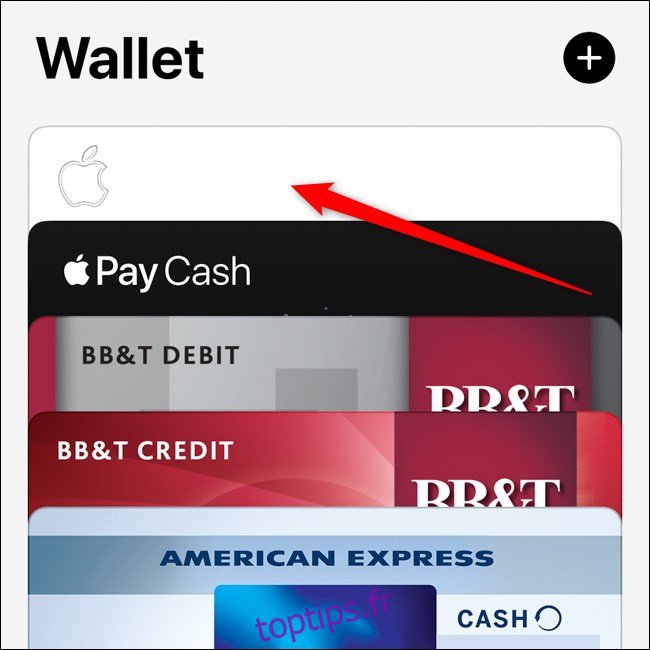 App Wallet iPhone Sélectionnez Apple Card