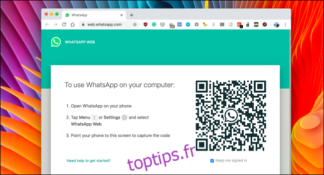 Page d'analyse du code QR Web WhatsApp