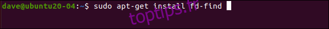sudo apt-get install fd-find dans une fenêtre de terminal.