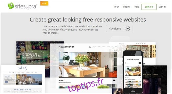 SiteSupra - créez des sites Web incroyables