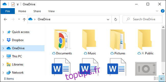 Le dossier de la barre latérale OneDrive dans l'Explorateur de fichiers