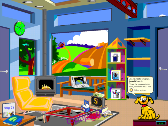 Un bureau de chambre d'enfant Microsoft Bob.