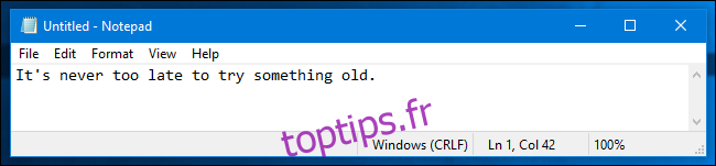 Un exemple de bloc-notes dans Windows 10