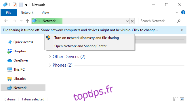 Activer le partage de fichiers réseau sur Windows 10 à partir de l'Explorateur de fichiers