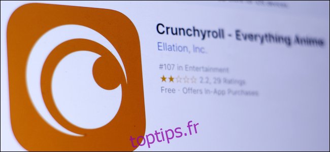 Icône de l'application Crunchyroll sur un écran de bureau