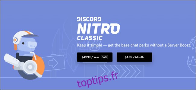 La page d'abonnement Discord Nitro Classic.