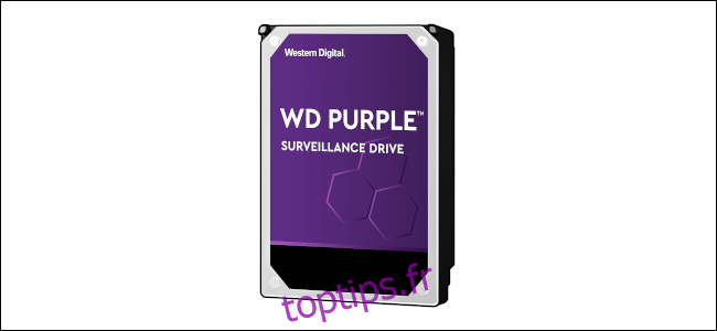 Un lecteur de surveillance Western Digital Purple.