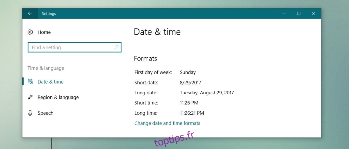Comment définir le premier jour de la semaine dans Windows 10