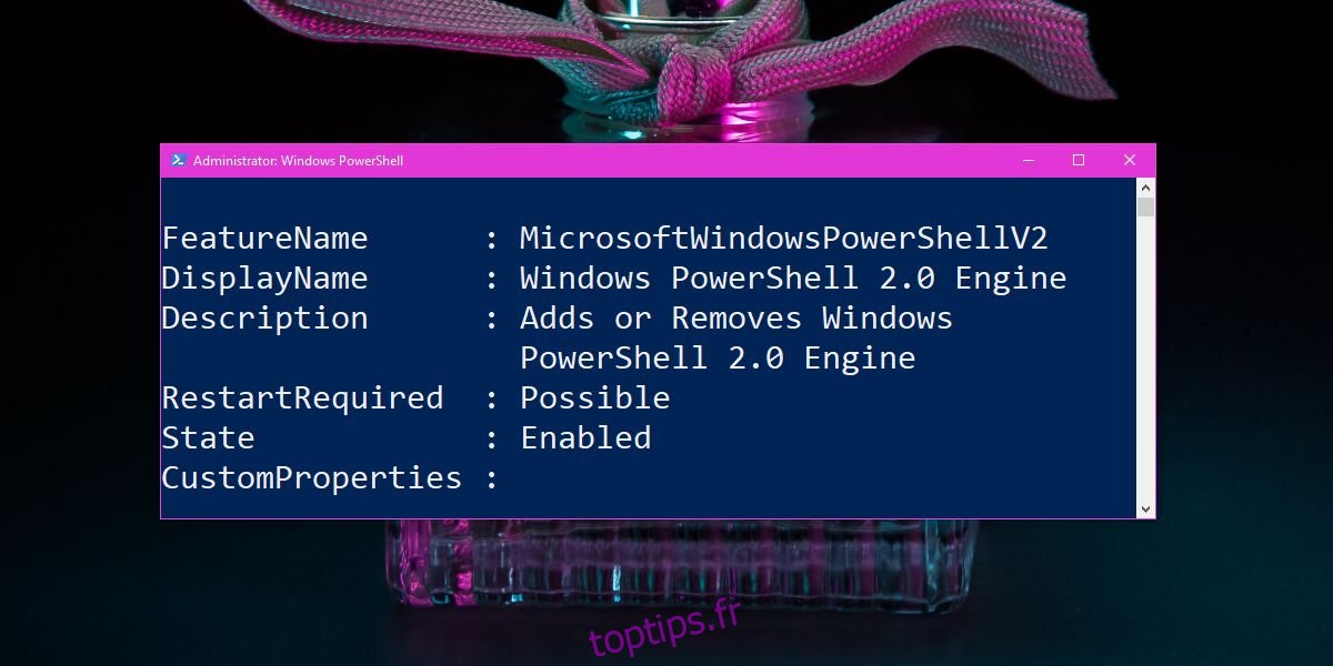 Comment désactiver Windows PowerShell 2.0 sur Windows 10