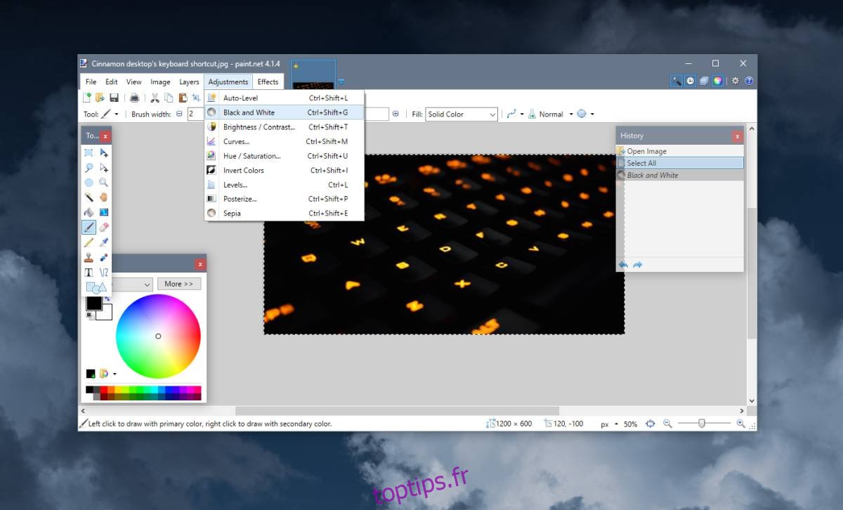 Comment convertir une image en niveaux de gris sous Windows 10