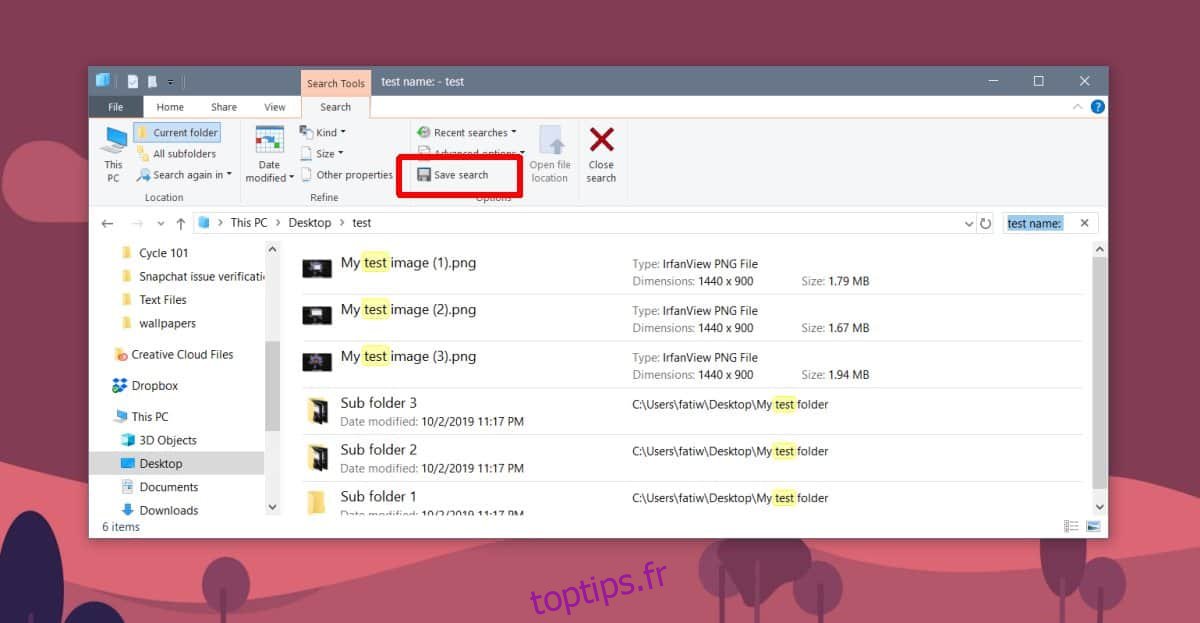 Comment enregistrer une recherche dans l’Explorateur de fichiers sous Windows 10