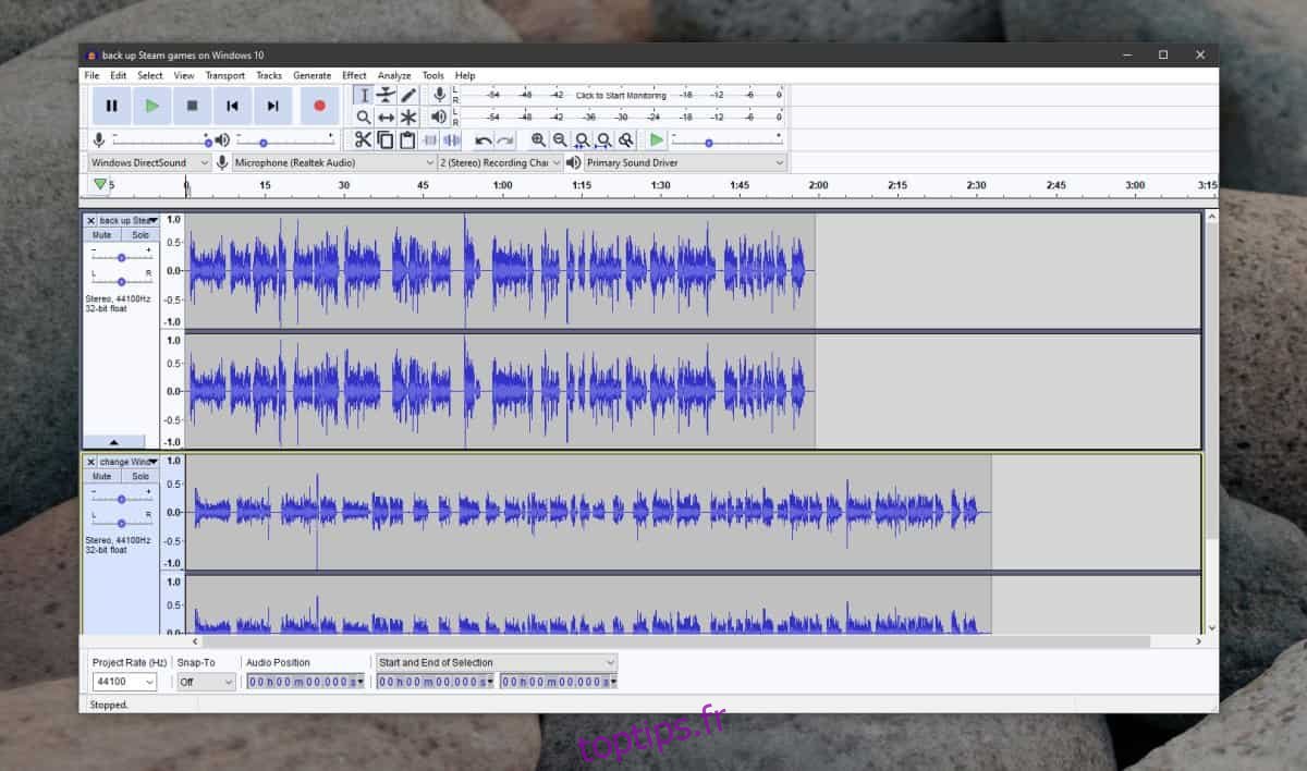 Audacity fusionner 2 pistes