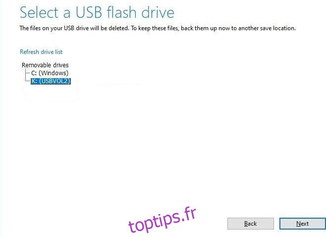 Choisissez une clé USB