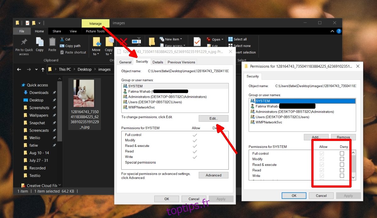 Comment modifier les autorisations de fichiers sur Windows 10
