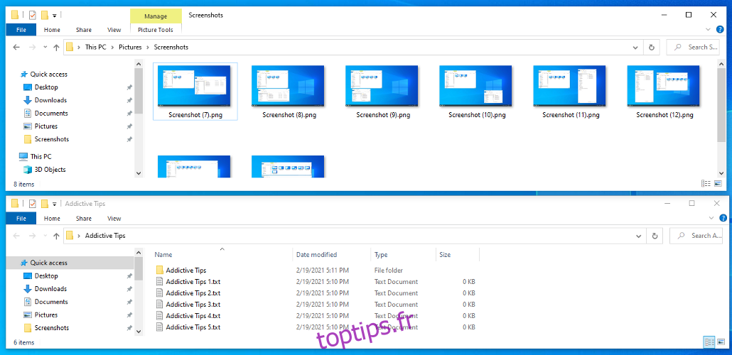 Windows 10 affiche le sous-dossier Captures d'écran dans le dossier Images