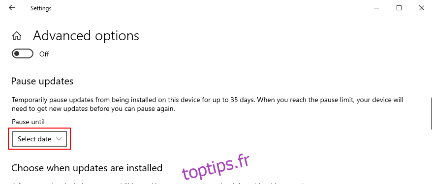 Windows 10 montre comment suspendre les mises à jour Windows