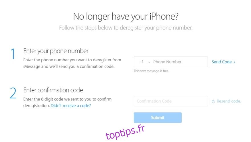 Comment effacer l'iPhone - Désenregistrer iMessage en utilisant le site Web d'Apple