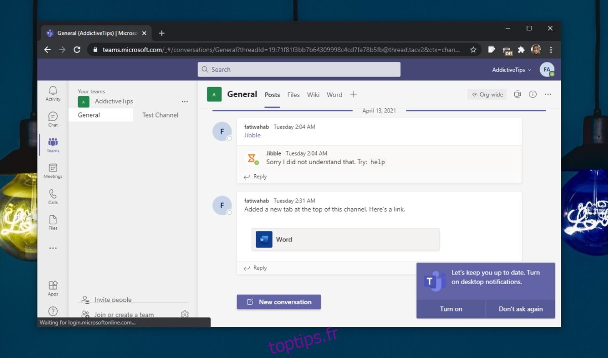 Application Web Microsoft Teams