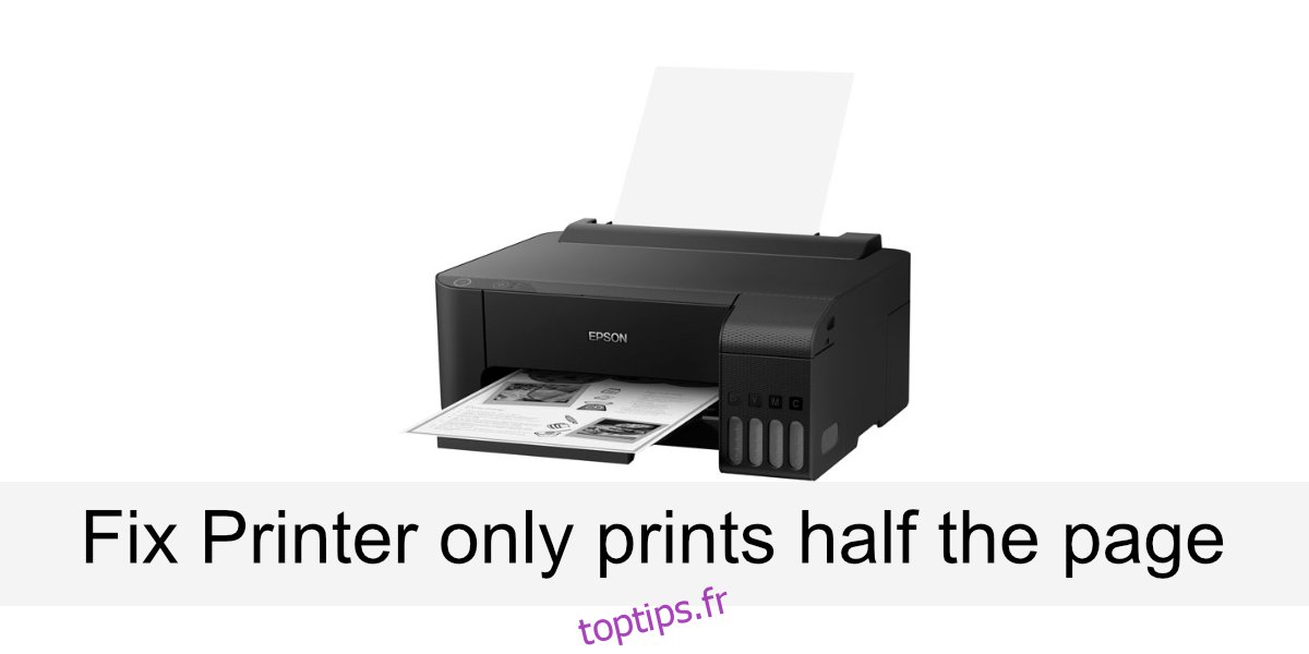Imprimante n'imprimant qu'une demi-page