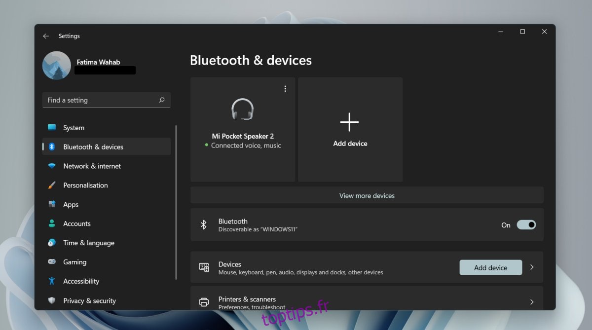 Périphérique Bluetooth sous Windows 11