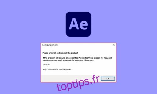 Correction de l’erreur Adobe After Effects 16 dans Windows 10